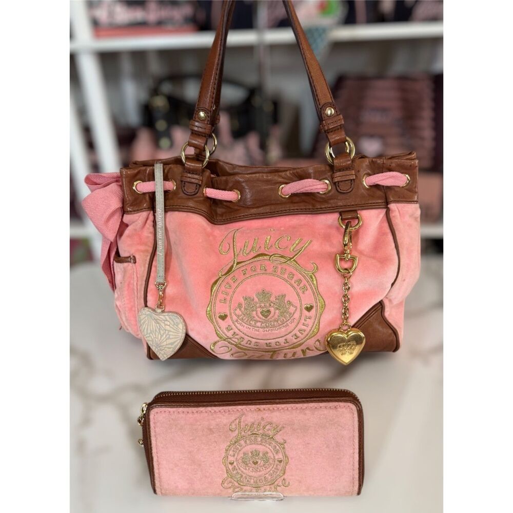 Y2K Vintage Rare Juicy Couture "Live for Sugar" Daydreamer & Matching Wallet Set